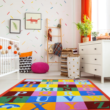 colorful alphabet letters theme educational playroom rugs for kids boys and girls