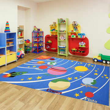 solar system planets theme educational playroom rugs for kids boys and girls
