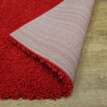 Cozy Optimum Quality 1.6 inch think Solid Red Shag Area Rug