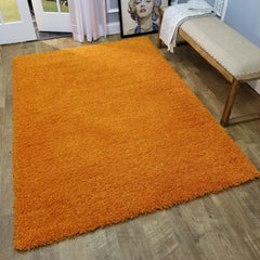 Cozy Optimum Quality 1.6 inch think Solid Orange Shag Area Rug