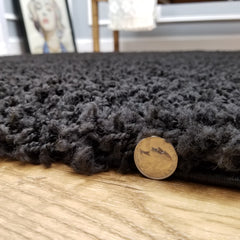Cozy Optimum Quality 1.6 inch think Solid Black Shag Area Rug