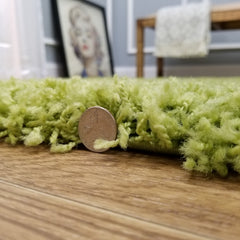 Cozy Optimum Quality 1.6 inch think Solid Green Shag Area Rug