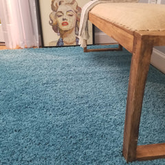 Cozy Optimum Quality 1.6 inch think Solid Turquoise Shag Area Rug