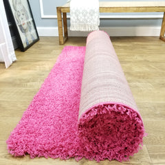 Cozy Optimum Quality 1.6 inch think Solid Pink Shag Area Rug