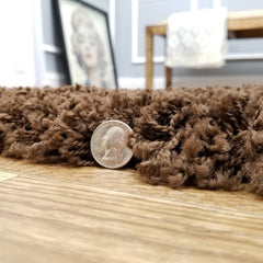 Cozy Optimum Quality 1.6 inch think Solid Brown Shag Area Rug
