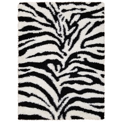 Cozy Optimum Quality 1.6 inch thick Zebra Black Off-White Shag Area Rug