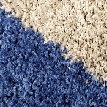 Cozy Optimum Quality 1.6 inch thick Striped Navy Blue Gray Geometric Shag Area Rug