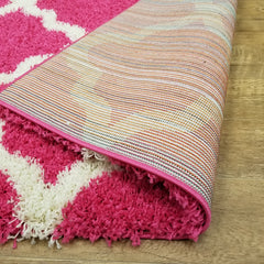 Cozy Optimum Quality 1.6 inch thick Trellis Pink Shag Area Rug