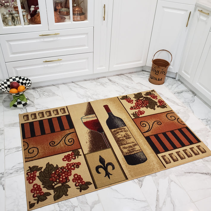 Cucina Kitchen Rugs and Mats Grape & Wine Theme
