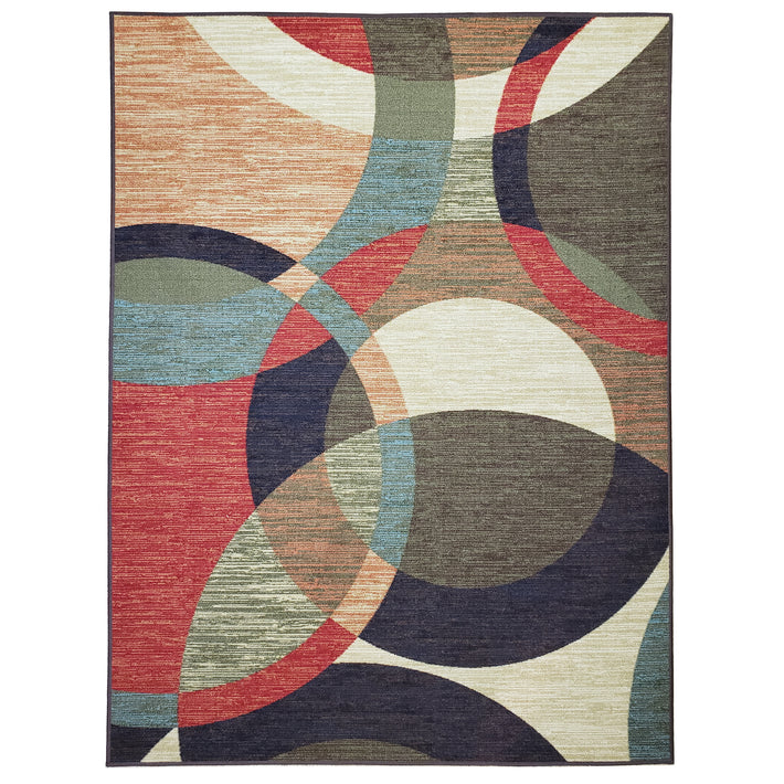 Belgio Rubber Backed Non Slip Rugs and Runners Abstract Circles