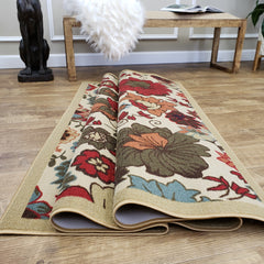 Belgio Rubber Backed Non Slip Rugs and Runners Floral