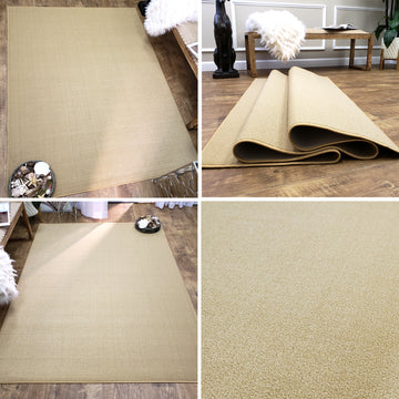Belgio Rubber Backed Non Slip Rugs and Runners Solid Wheat Beige