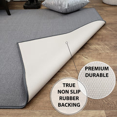 Belgio Rubber Backed Non Slip Rugs and Runners Solid Gray