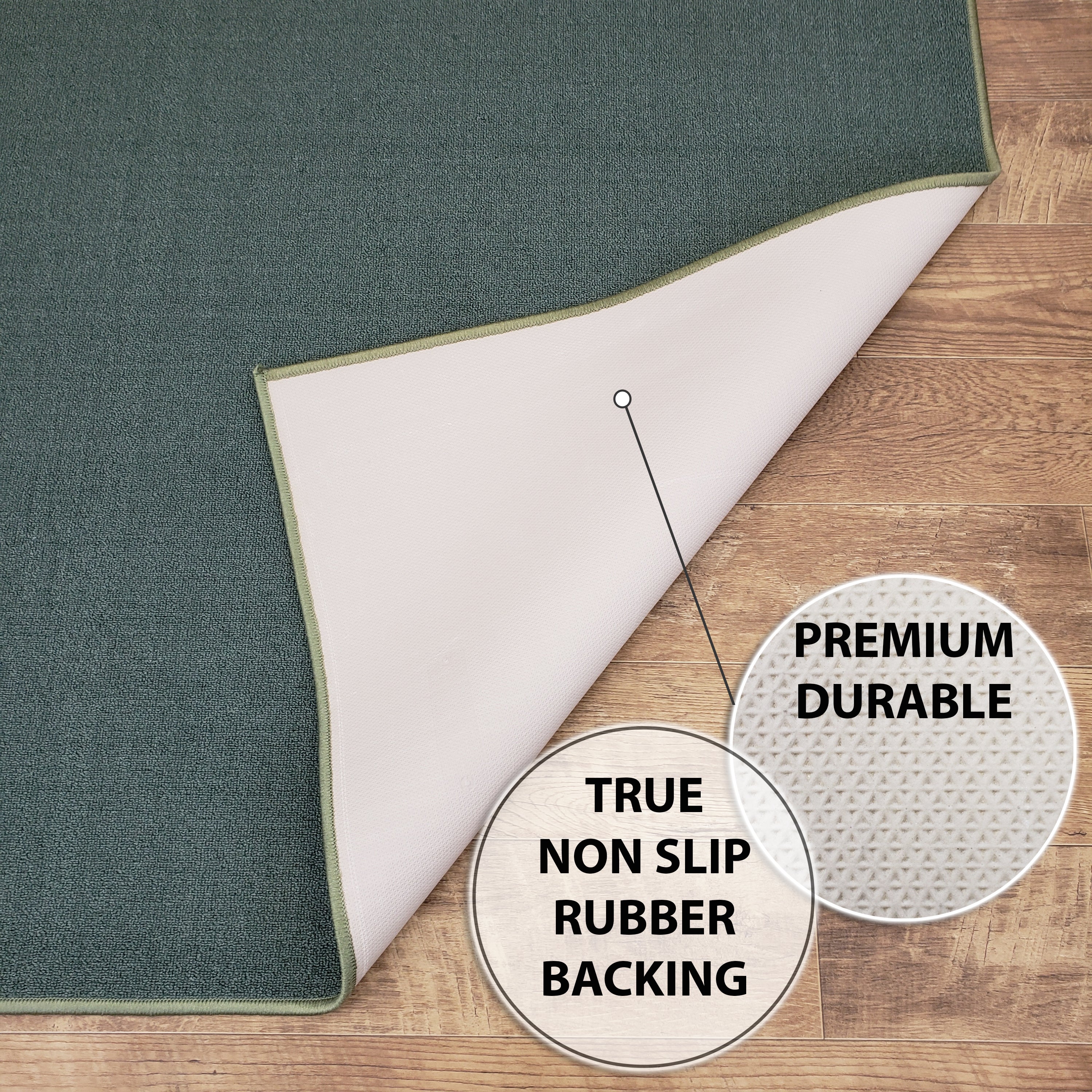 Belgio Rubber Backed Non Slip Rugs and Runners Solid Sage Green – hapsho