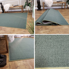 Belgio Rubber Backed Non Slip Rugs and Runners Solid Sage Green