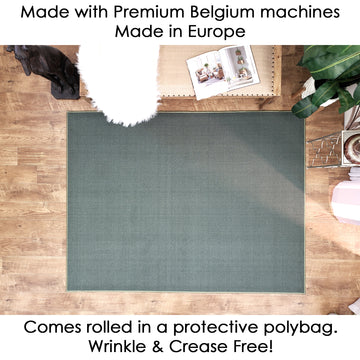 Belgio Rubber Backed Non Slip Rugs and Runners Solid Sage Green