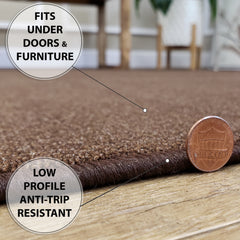 Belgio Rubber Backed Non Slip Rugs and Runners Solid Brown