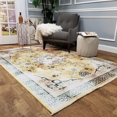 One of a Kind - Museum Quality Rug Traditional Yellow Medallion