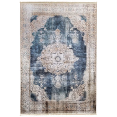 One of a Kind - Museum Quality Rug Traditional Vintage Blue Medallion