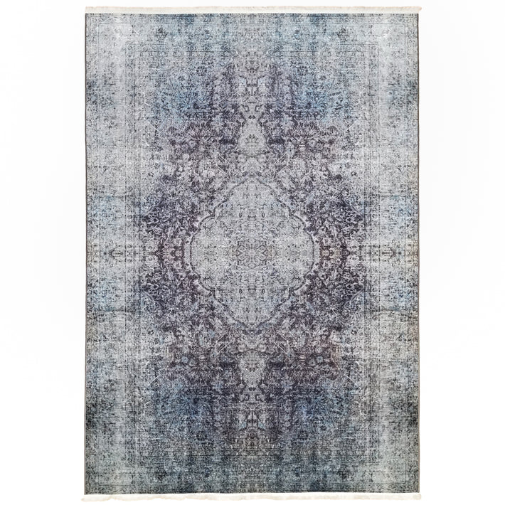 One of a Kind - Museum Quality Rug Traditional Vintage Gray-Blue Medallion