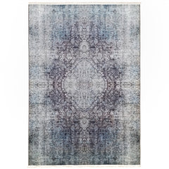 One of a Kind - Museum Quality Rug Traditional Vintage Gray-Blue Medallion