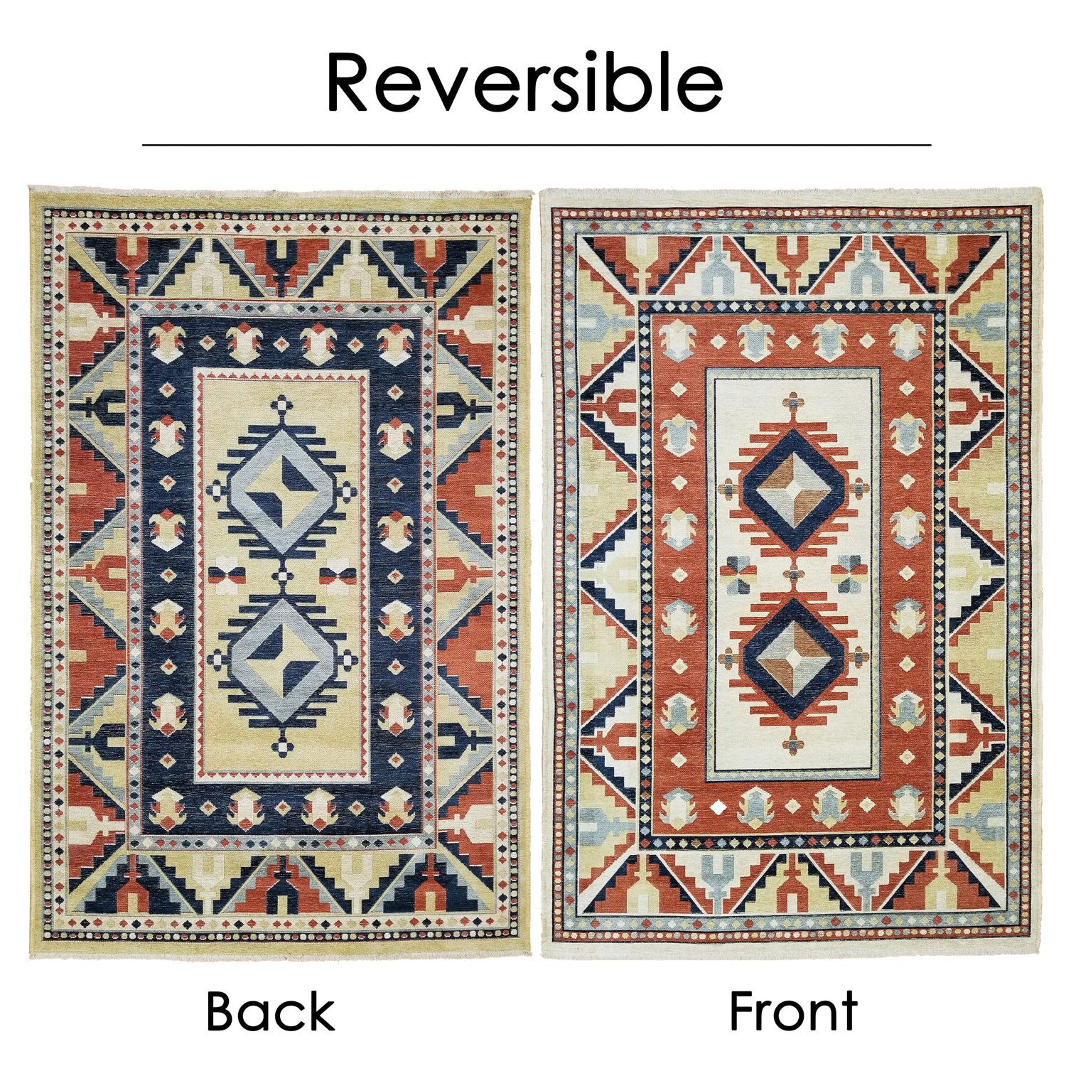Reversible Hand Made Very Soft Chenille Yarn Antique Oriental Kilim Boho Persian Area Rug 5'3'' x 7'3'' - 5X8 Area